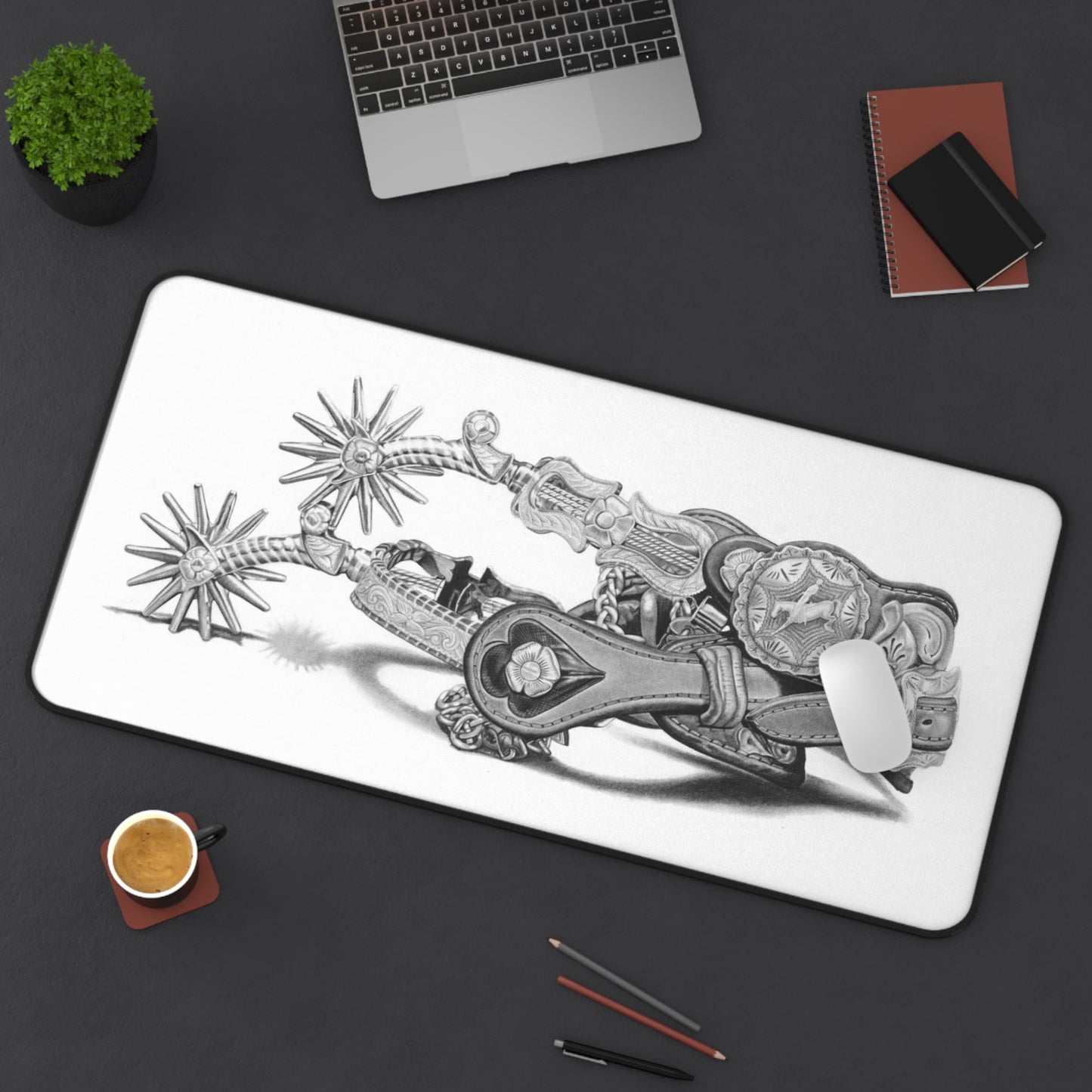 "Spurs" Rustic Horseman Desk Mat - Western Decor, Cowboy Office Accessory, Horse Lovers Gift, Stylish Computer Mat, Rustic Home Office