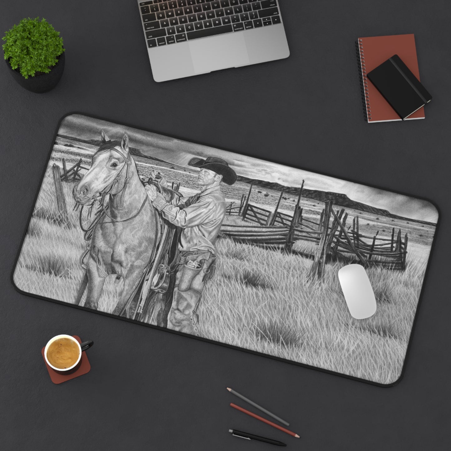"The Coming Storm" Rustic Horseman Desk Mat - Western Decor, Cowboy Office Accessory, Horse Lovers Gift, Stylish Computer Mat, Rustic Home Office