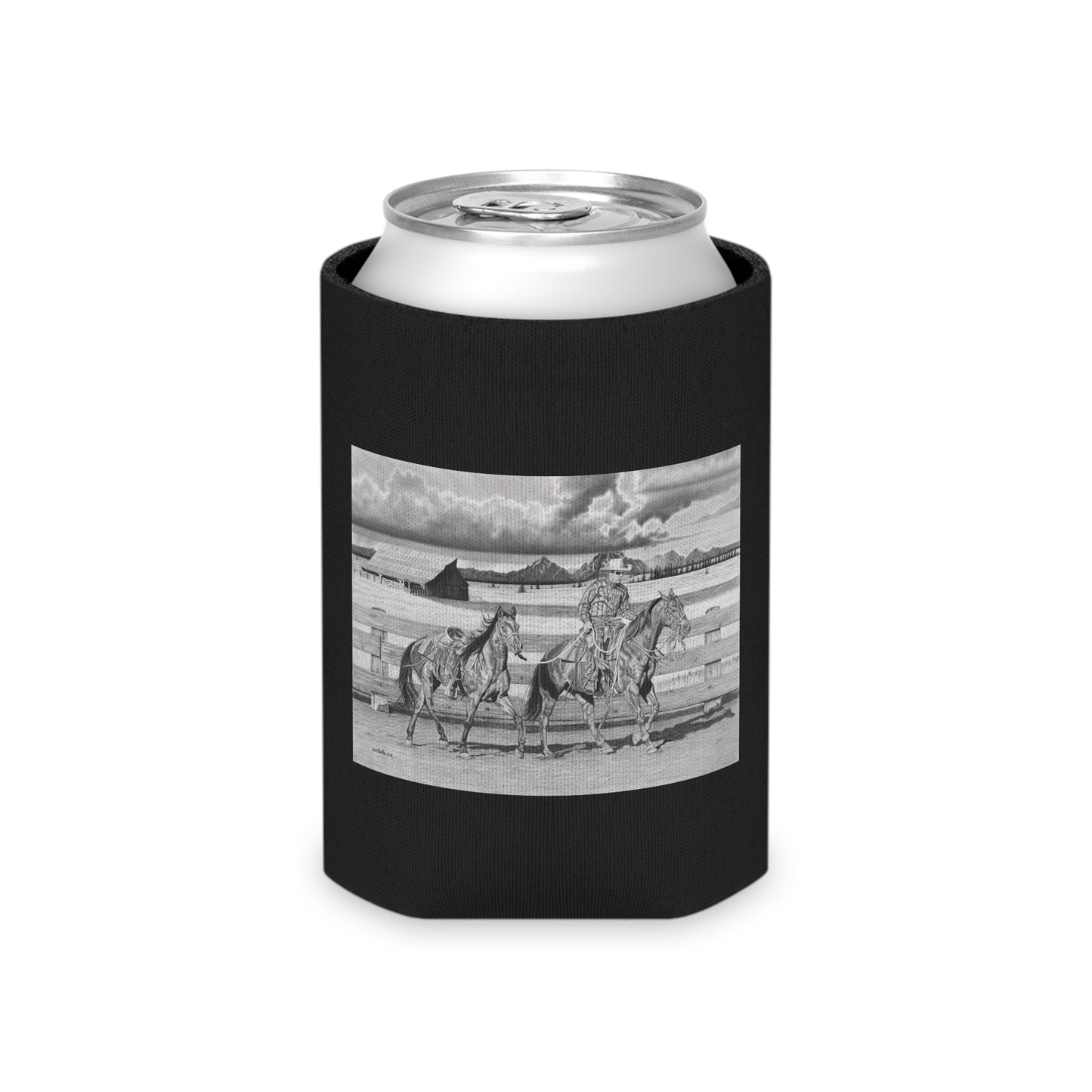 "The Gift Named Storm" Rustic Cowboy Can Cooler, Western Beverage Sleeve, Outdoor Party Gear, Country-Themed Drink Holder, Ideal for BBQs & Tailgates
