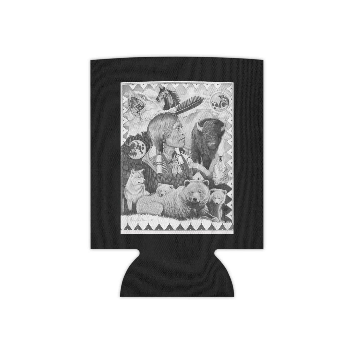 "Two Moon Apache Dream " Rustic Cowboy Can Cooler, Western Beverage Sleeve, Outdoor Party Gear, Country-Themed Drink Holder, Ideal for BBQs & Tailgates
