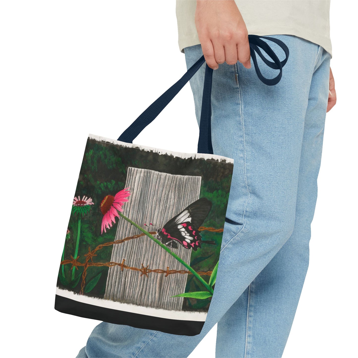"Fence Post and Butterfly" Western Art Tote Bag