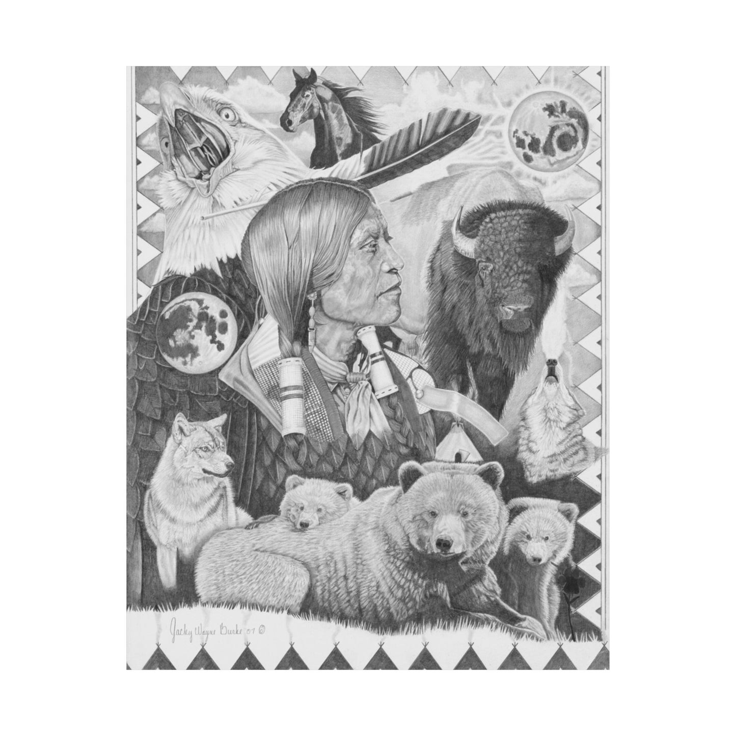 "Two Moon Apache Dream" Nature-Inspired Matte Vertical Posters, Wildlife Art Print, Home Decor, Unique Wall Art, Gift for Nature Lovers, Eco-Friendly Artwork