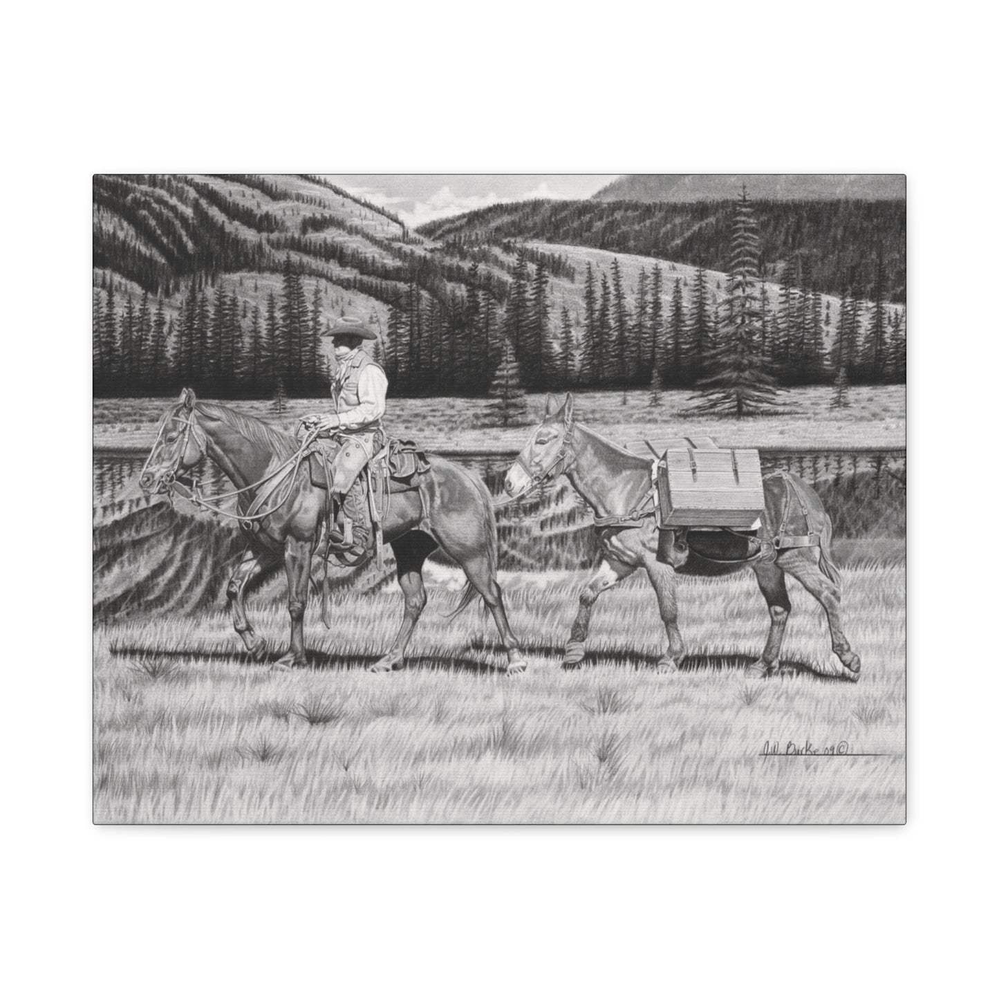 "Still Day on The Trail" Rustic Western Artwork.