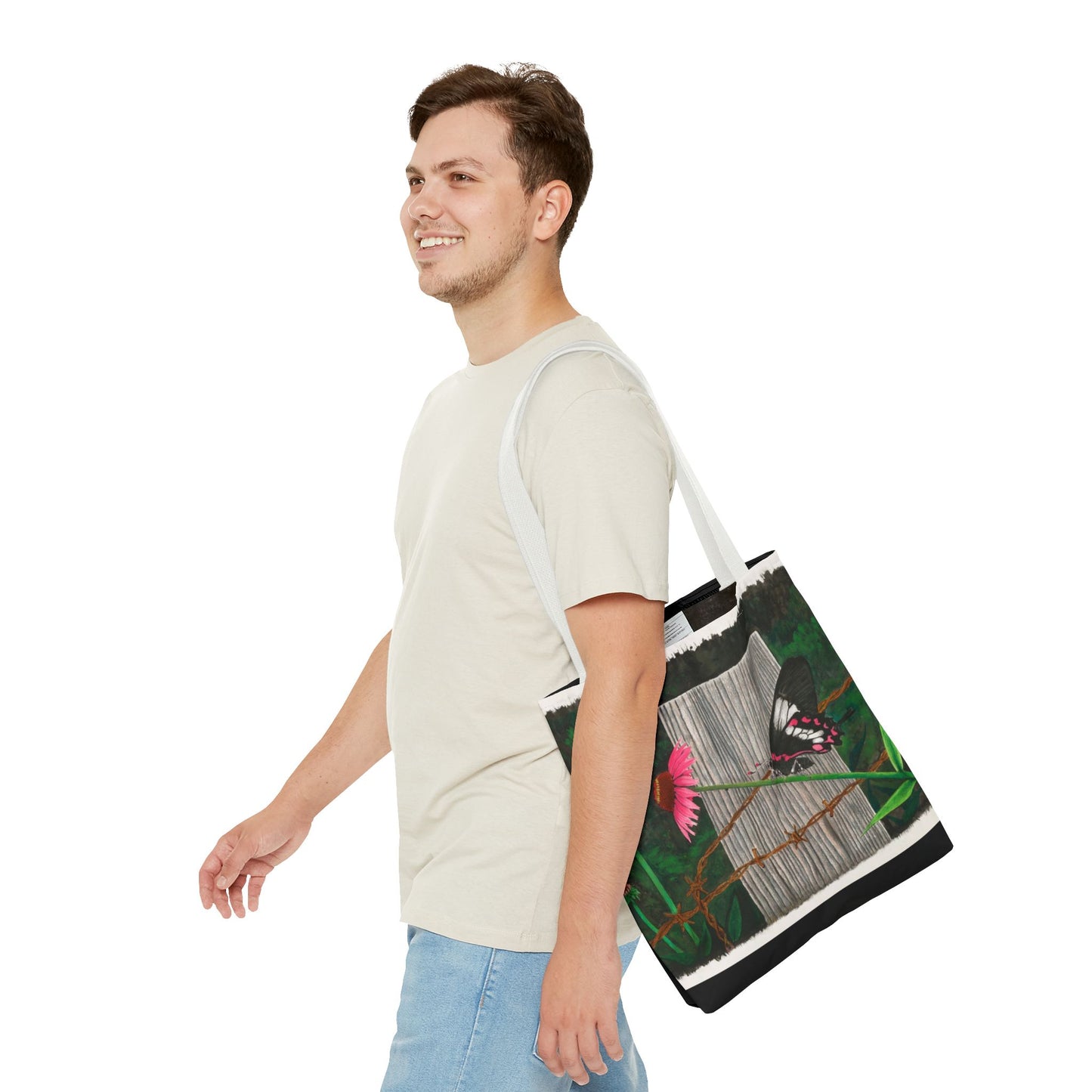 "Fence Post and Butterfly" Western Art Tote Bag