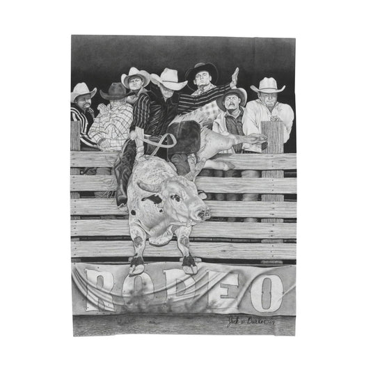 "Serius Fun" Cozy Cowboy Velveteen Plush Blanket | Western Decor, Gift for Horse Lovers, Camping Blanket, Soft Throw, Farmhouse Style