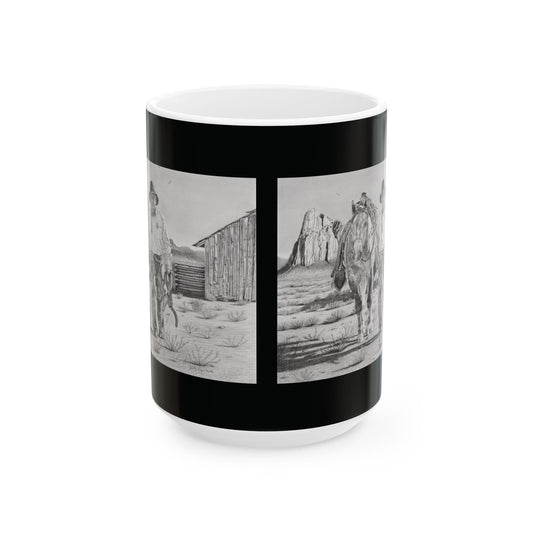 "On The Trail of The Outlaw" " Rustic Cowboy Ceramic Mug, Horse Lover Gift, Western Decor, Vintage Coffee Cup, Unique Rancher Mug, Horseback Riding Enthusiast