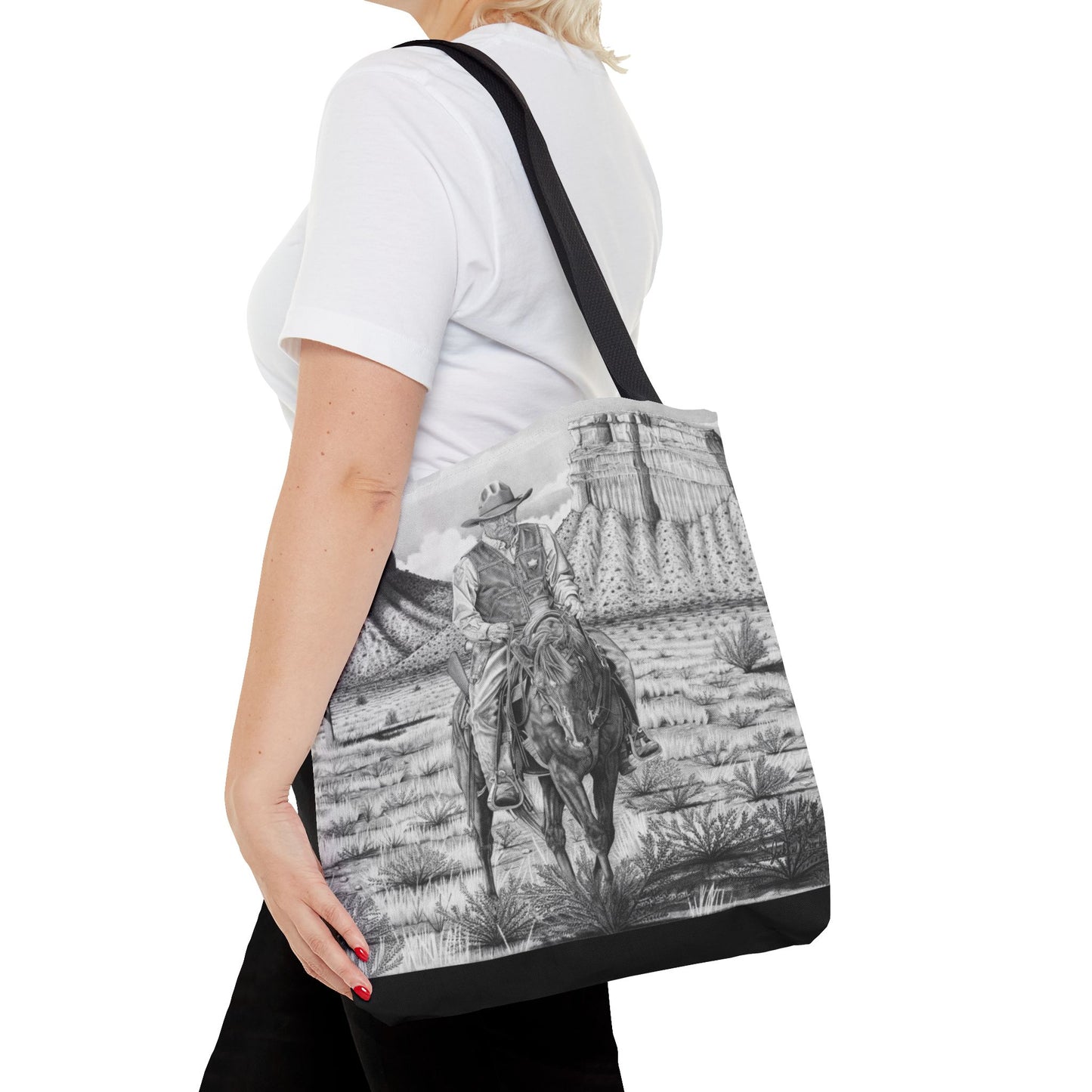 "On the Outlaw Trail "Tote Bag, Western Style Shopping Tote, Equestrian Gift, Farmhouse Decor, Horse Lover Accessory