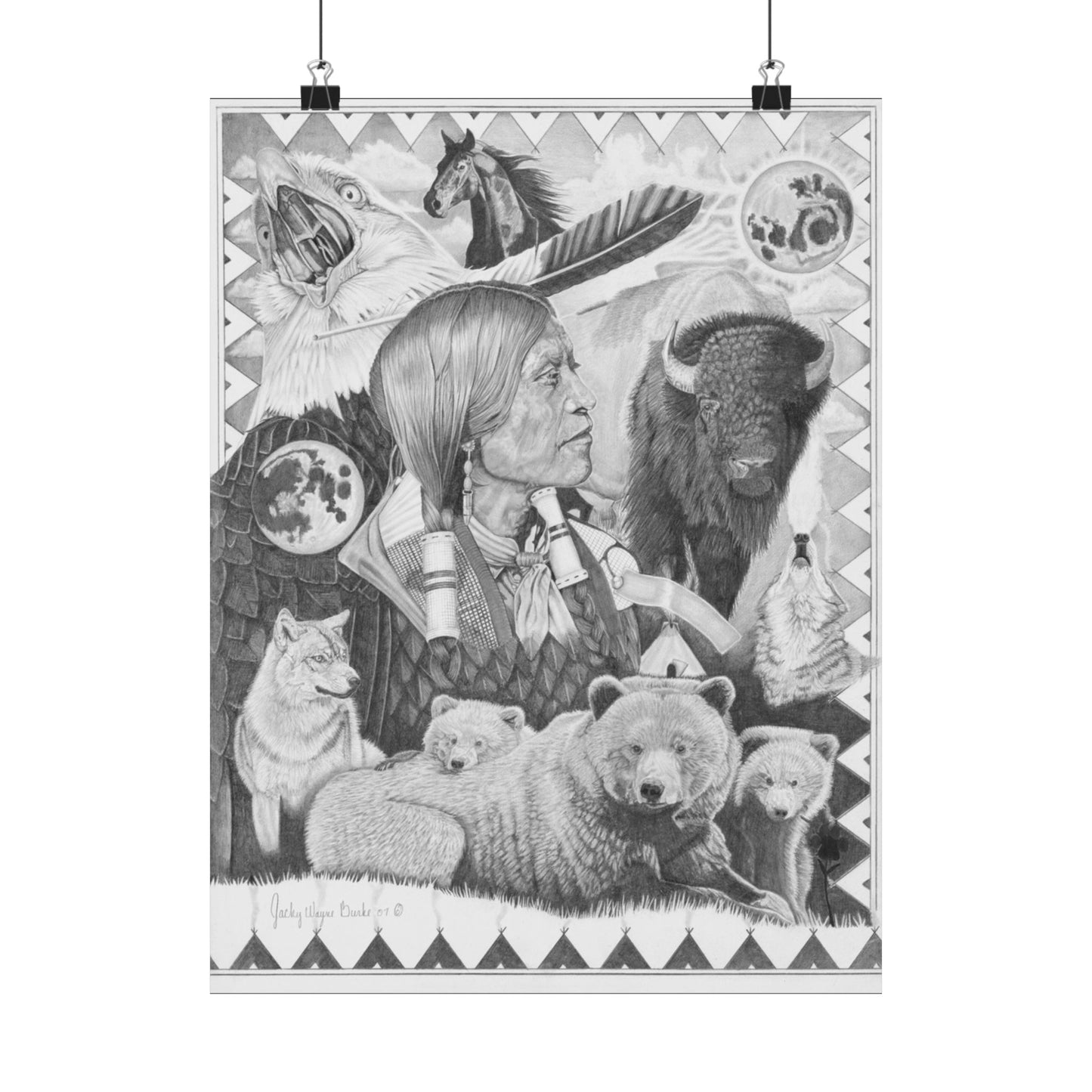"Two Moon Apache Dream" Nature-Inspired Matte Vertical Posters, Wildlife Art Print, Home Decor, Unique Wall Art, Gift for Nature Lovers, Eco-Friendly Artwork