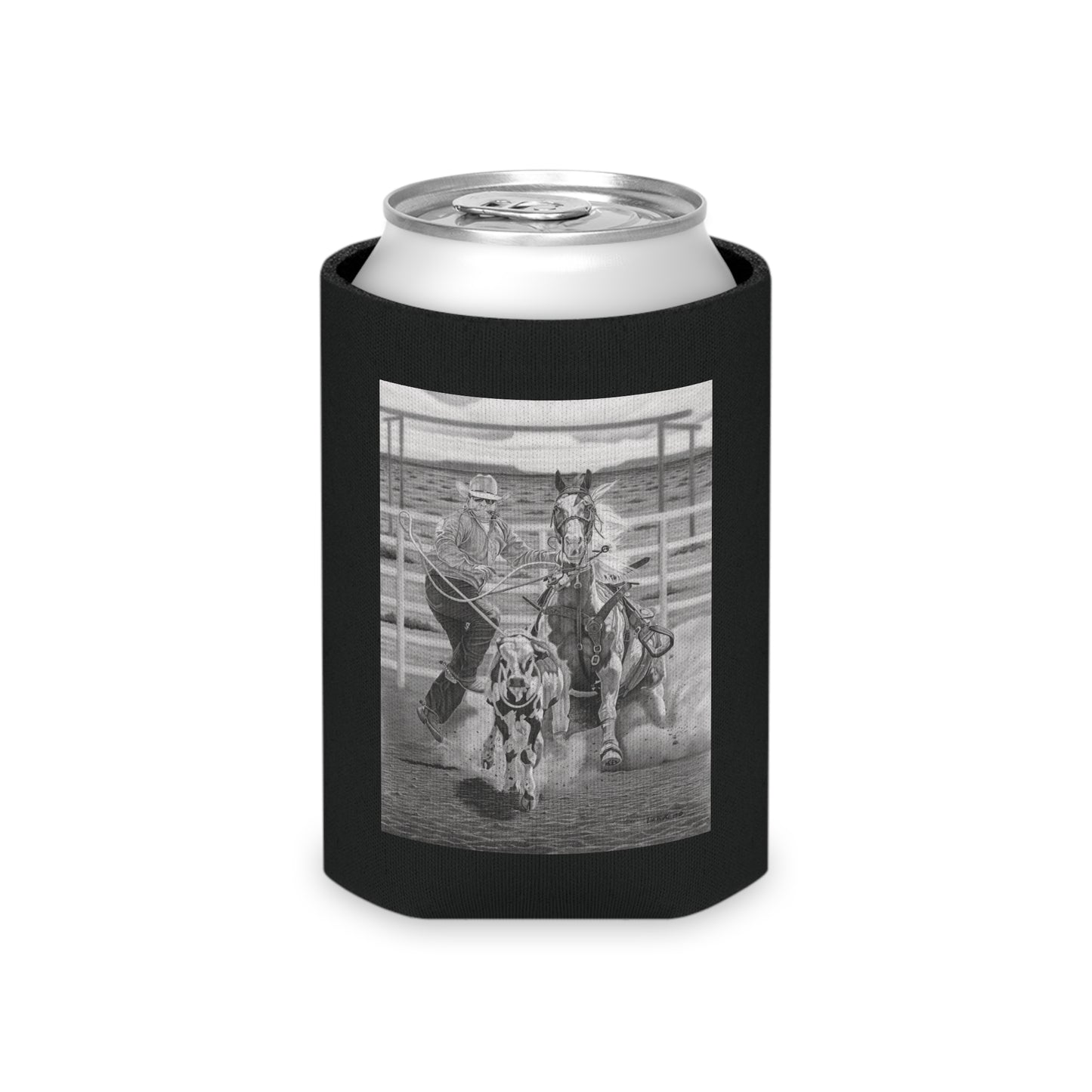 "Stone Cold Throw" Rustic Cowboy Can Cooler, Western Beverage Sleeve, Outdoor Party Gear, Country-Themed Drink Holder, Ideal for BBQs & Tailgates