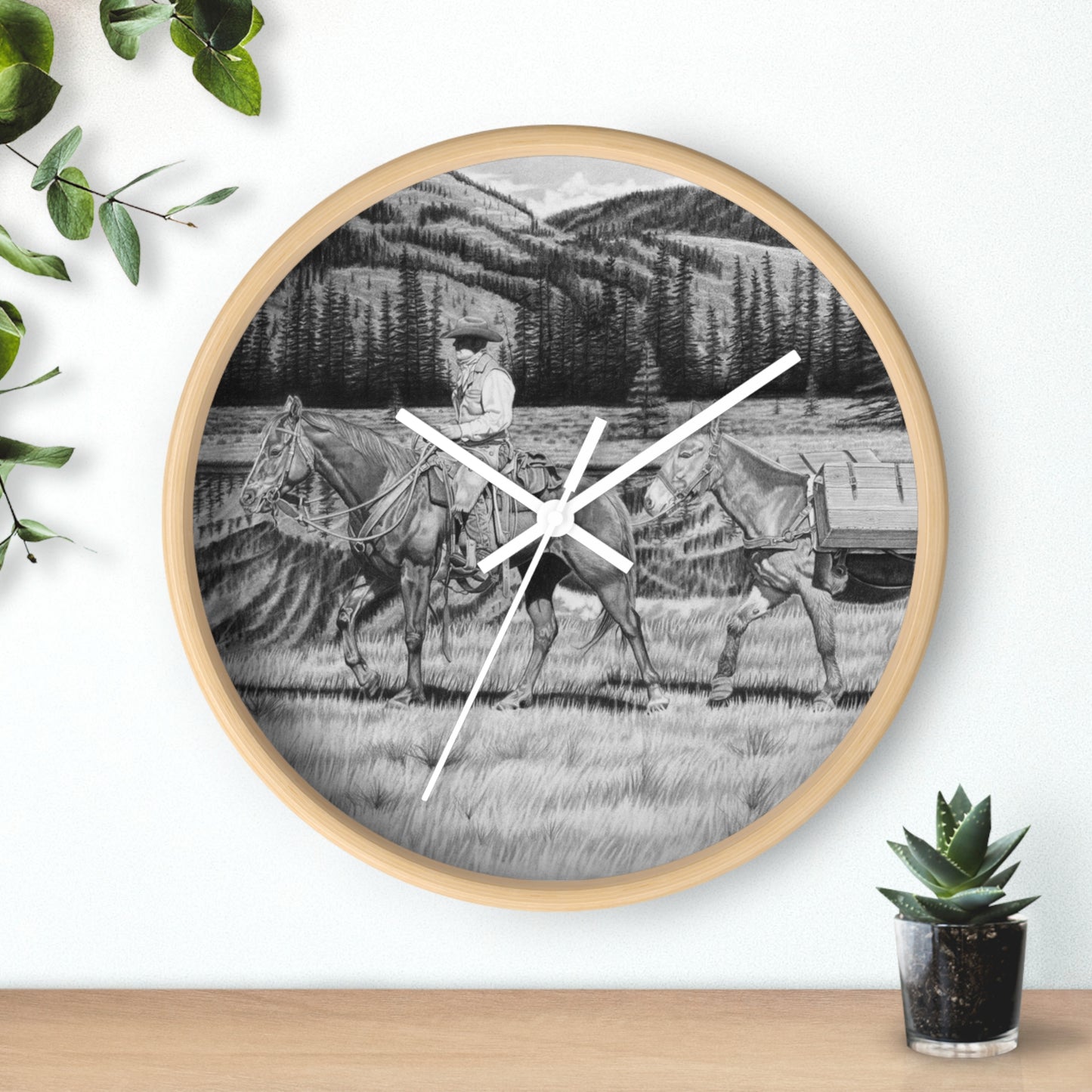 Wall Clock Vintage Farmhouse Decor, Western Theme Timepiece, Country Home Accent, Horse Lover Gift, Unique Wall Art