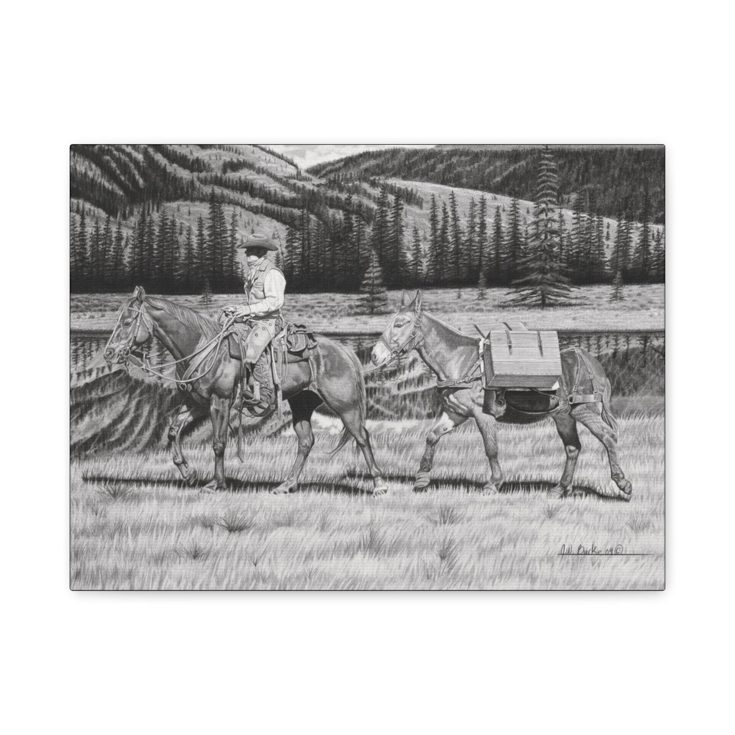 "Still Day on The Trail" Rustic Western Artwork.