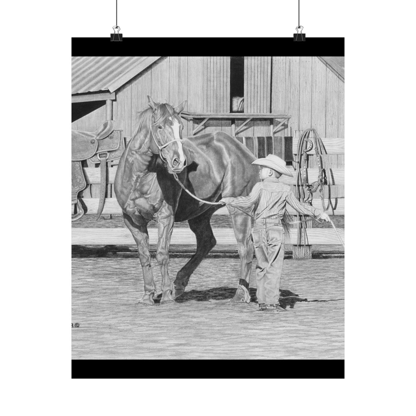 "Tall Task for a little Cawboy" Matte Vertical Posters