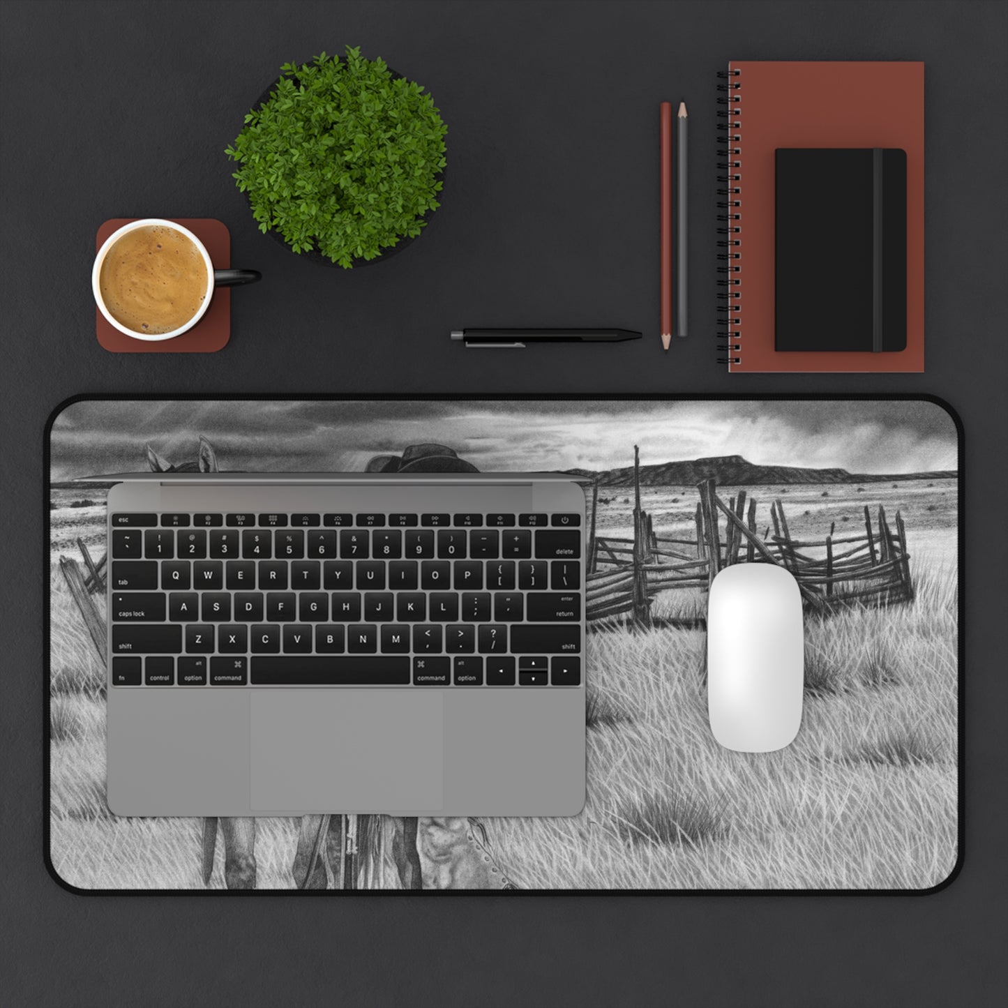 "The Coming Storm" Rustic Horseman Desk Mat - Western Decor, Cowboy Office Accessory, Horse Lovers Gift, Stylish Computer Mat, Rustic Home Office