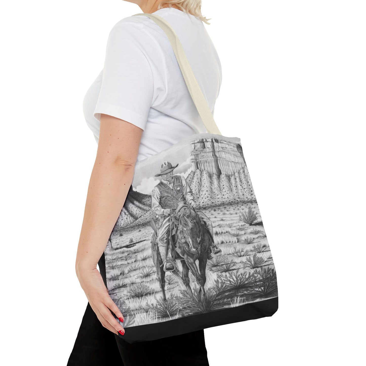 "On the Outlaw Trail "Tote Bag, Western Style Shopping Tote, Equestrian Gift, Farmhouse Decor, Horse Lover Accessory