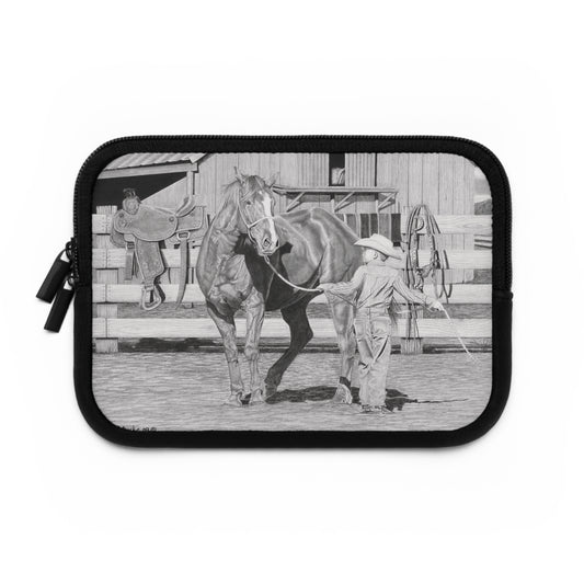 "Tall Task for a little Cowboy" Rustic Cowboy Laptop Sleeve, Western Cowpoke Case, Unique Gift for Ranch Lovers, Rodeo Accessories, Durable Tech Cover