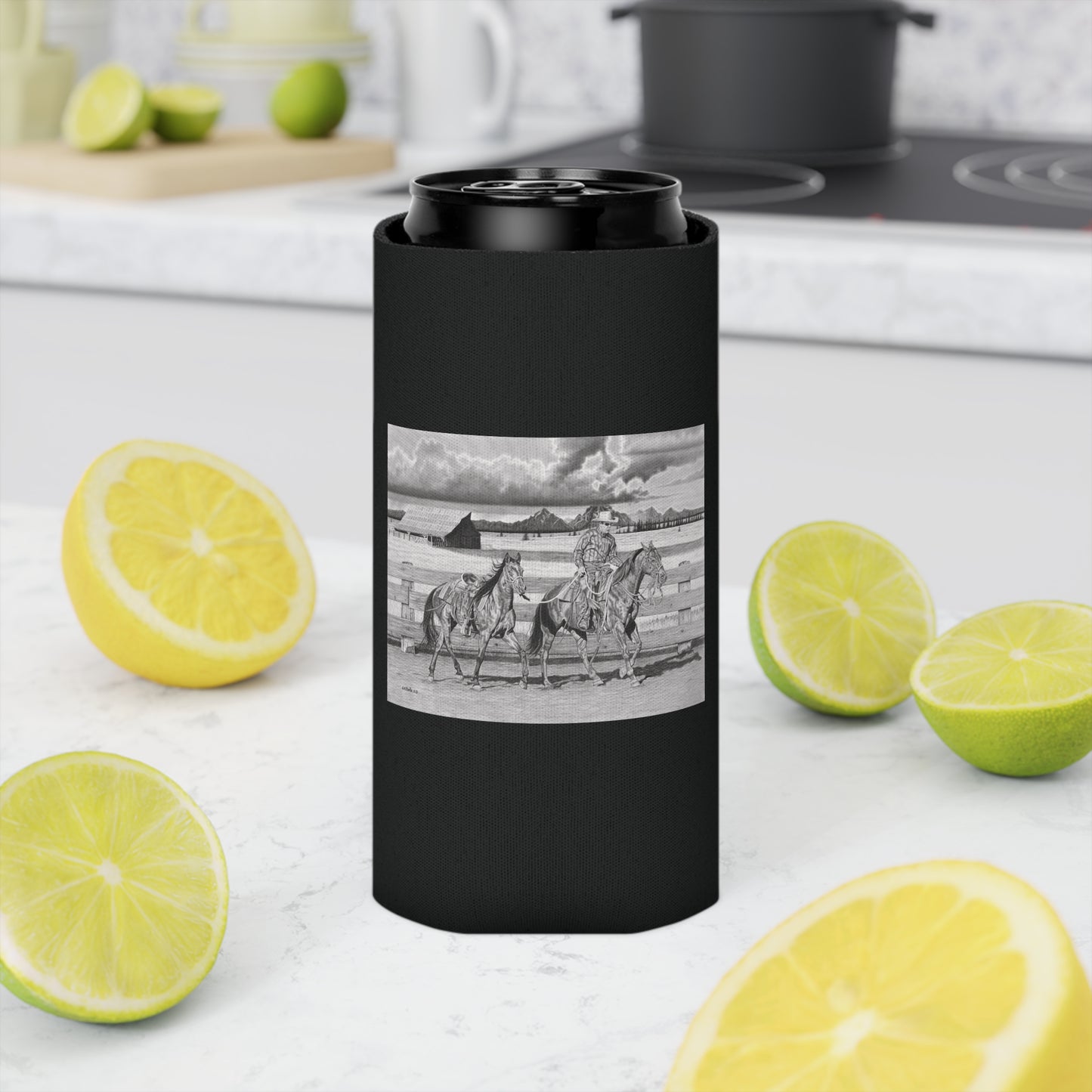 Can Cooler, Western Beverage Sleeve, Outdoor Party Gear, Country-Themed Drink Holder, Ideal for BBQs & Tailgates