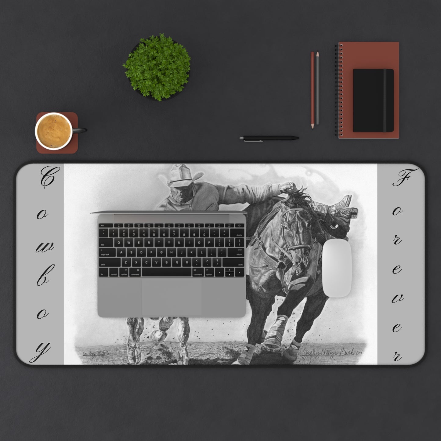 "Cowboy Life #1" Rustic Horseman Desk Mat - Western Decor, Cowboy Office Accessory, Horse Lovers Gift, Stylish Computer Mat, Rustic Home Office