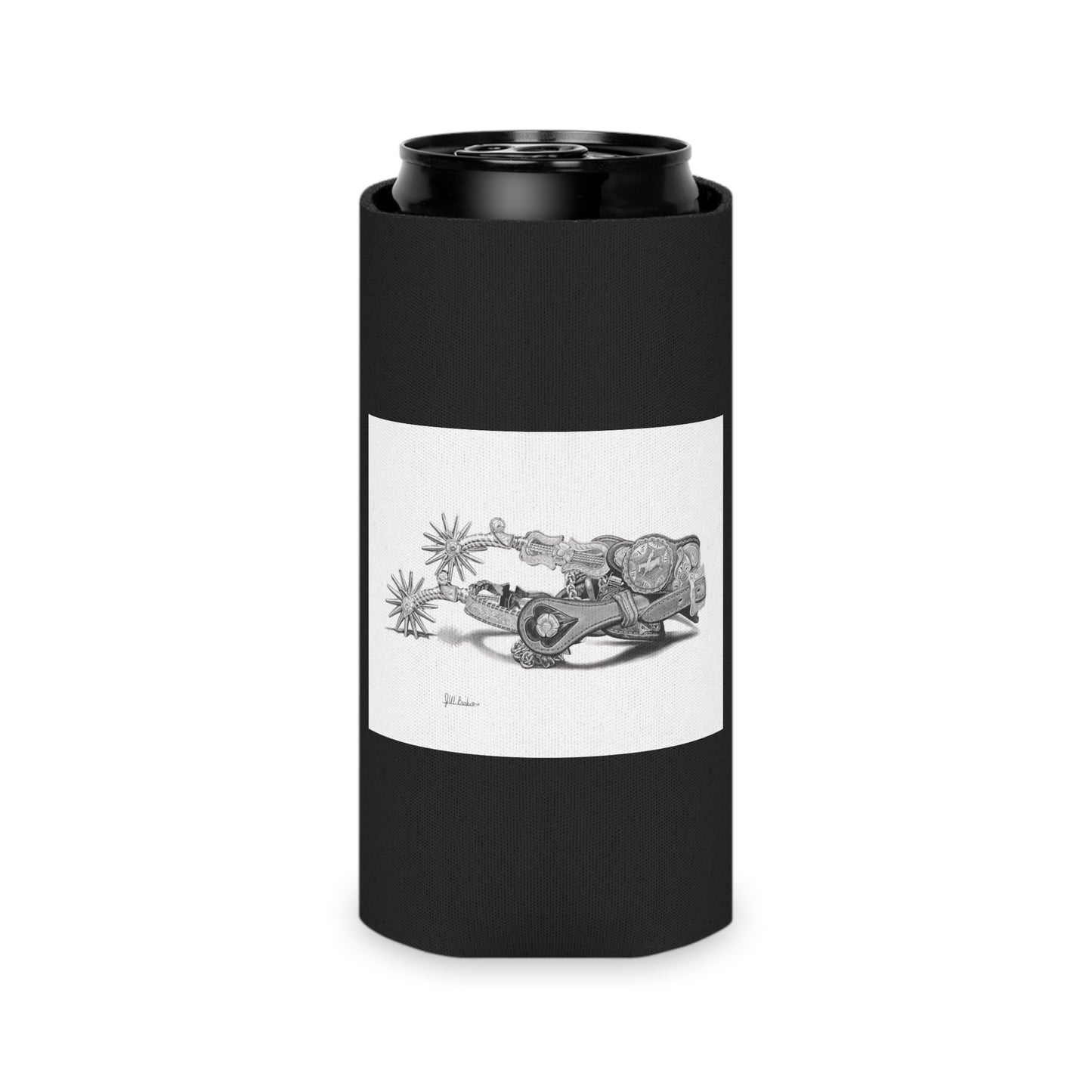 "Spurs" Rustic Cowboy Can Cooler, Western Beverage Sleeve, Outdoor Party Gear, Country-Themed Drink Holder, Ideal for BBQs & Tailgates