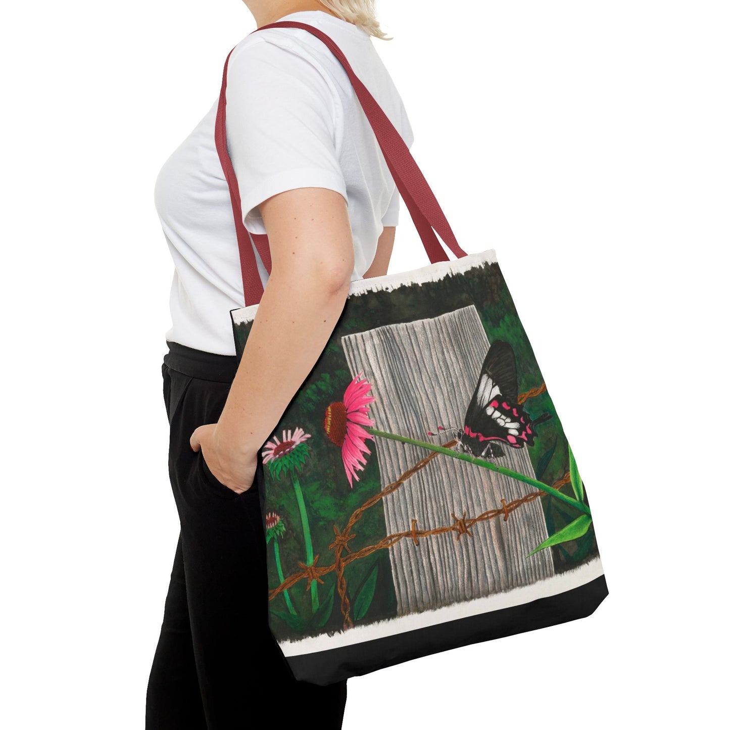 "Fence Post and Butterfly" Western Art Tote Bag
