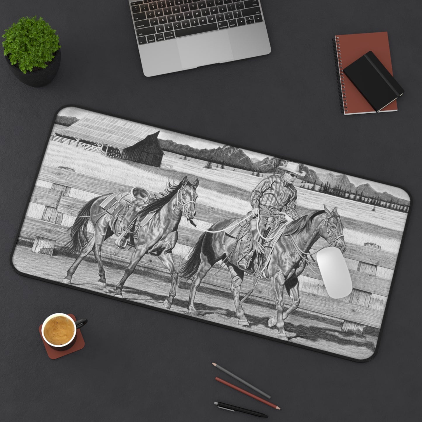 Desk Mat - Western Decor, Cowboy Office Accessory, Horse Lovers Gift, Stylish Computer Mat, Rustic Home Office