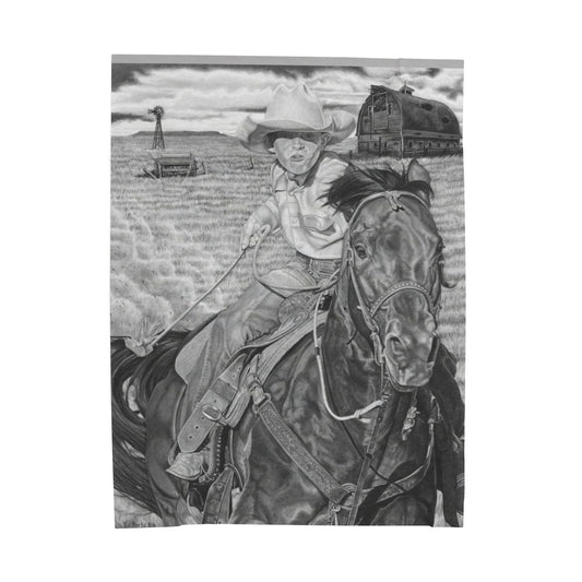 "The Real Billy the Kid" Cozy Cowboy Velveteen Plush Blanket | Western Decor, Gift for Horse Lovers, Camping Blanket, Soft Throw, Farmhouse Style