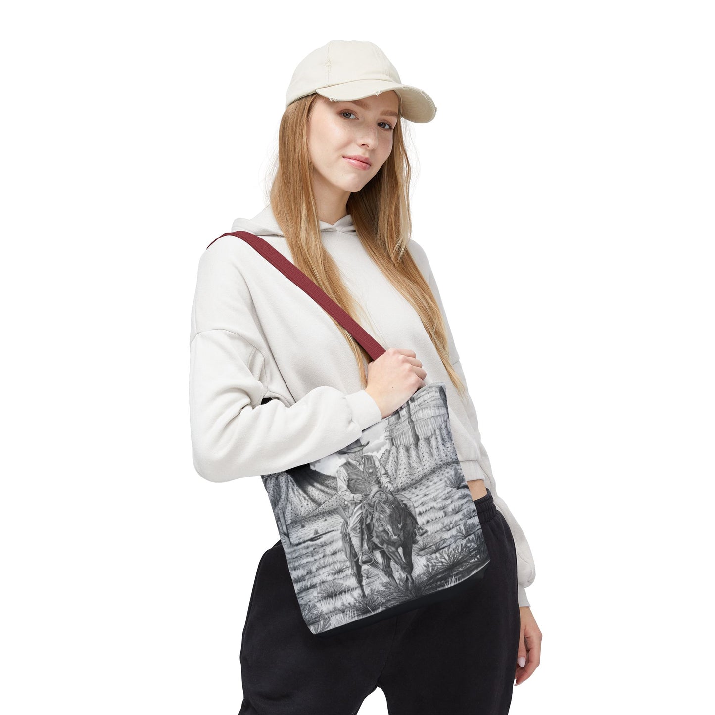 "On the Outlaw Trail "Tote Bag, Western Style Shopping Tote, Equestrian Gift, Farmhouse Decor, Horse Lover Accessory