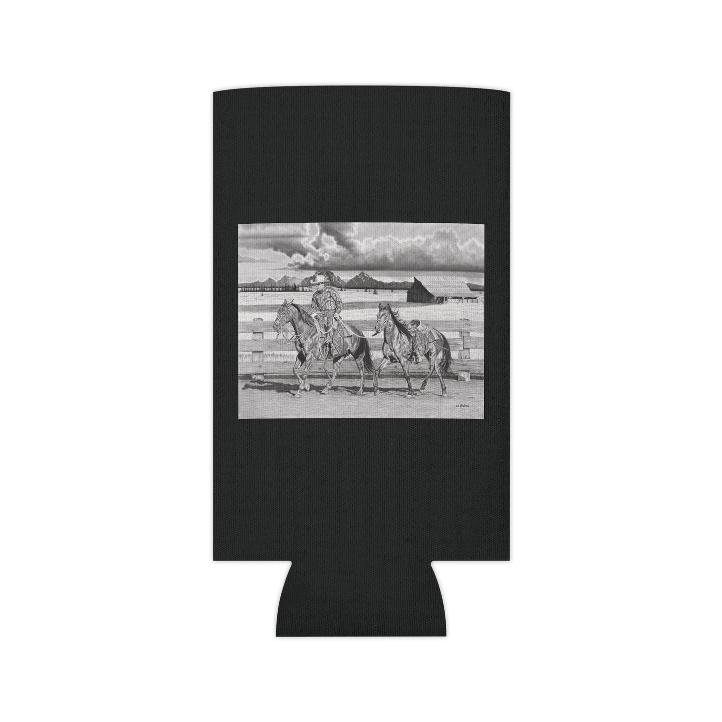 "The Gift Named Storm" Rustic Cowboy Can Cooler, Western Beverage Sleeve, Outdoor Party Gear, Country-Themed Drink Holder, Ideal for BBQs & Tailgates