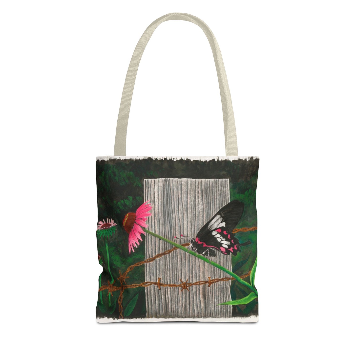 "Fence Post and Butterfly" Western Art Tote Bag