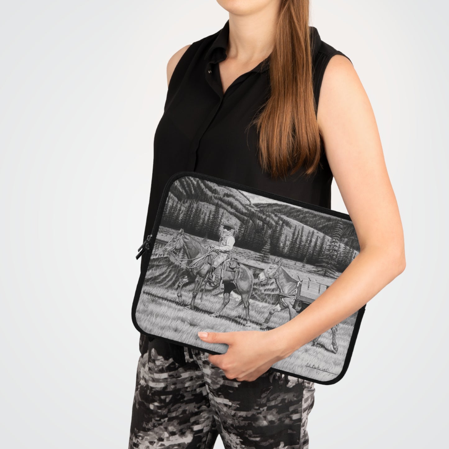 Laptop Sleeve, Western Cowpoke Case, Unique Gift for Ranch Lovers, Rodeo Accessories, Durable Tech Cover