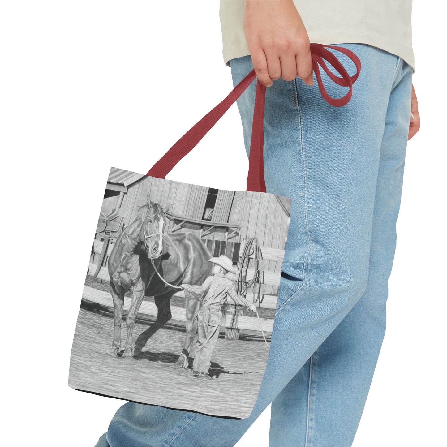 "Tall Task for a Little Cowboy" Tote Bag, Western Style Shopping Tote, Equestrian Gift, Farmhouse Decor, Horse Lover Accessory