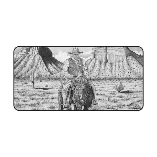 "On The Outlaw Trail" Rustic Horseman Desk Mat - Western Decor, Cowboy Office Accessory, Horse Lovers Gift, Stylish Computer Mat, Rustic Home Office