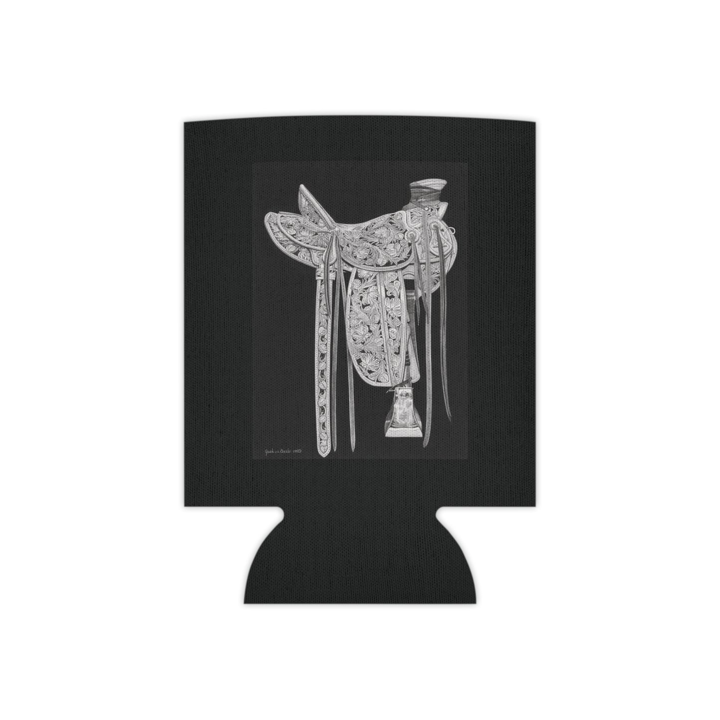 "New Saddle" Rustic Cowboy Can Cooler, Western Beverage Sleeve, Outdoor Party Gear, Country-Themed Drink Holder, Ideal for BBQs & Tailgates