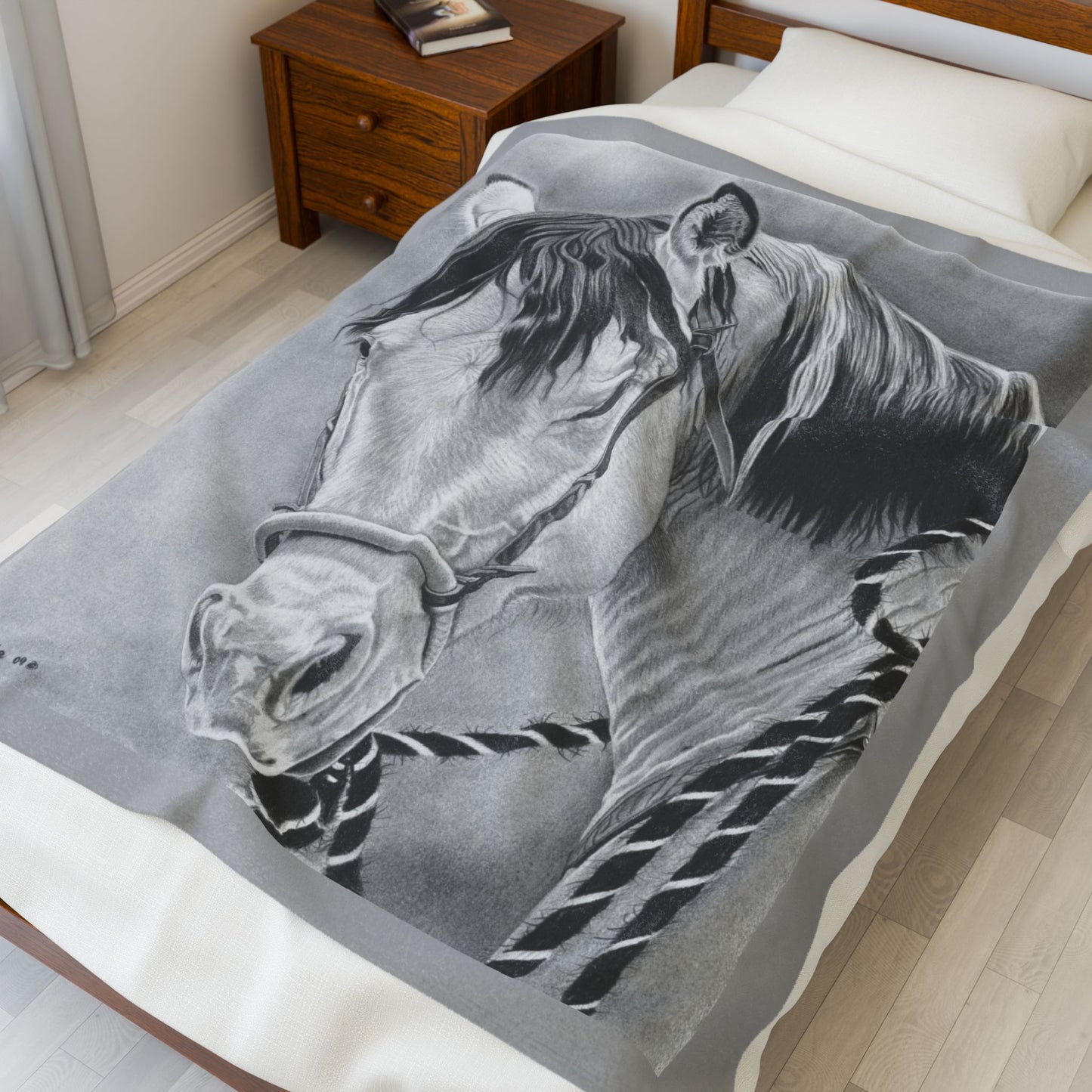 "Watcha Lookin At" Cozy Cowboy Velveteen Plush Blanket | Western Decor, Gift for Horse Lovers, Camping Blanket, Soft Throw, Farmhouse Style
