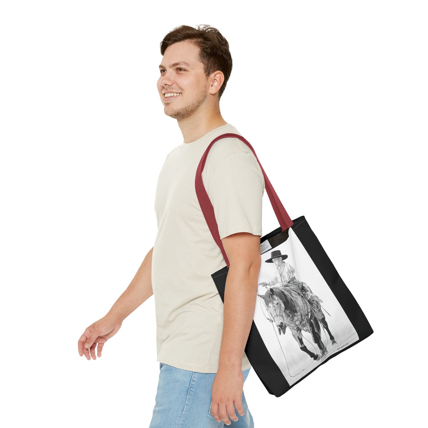 "Young Cowboy " Tote Bag, Western Style Shopping Tote, Equestrian Gift, Farmhouse Decor, Horse Lover Accessory