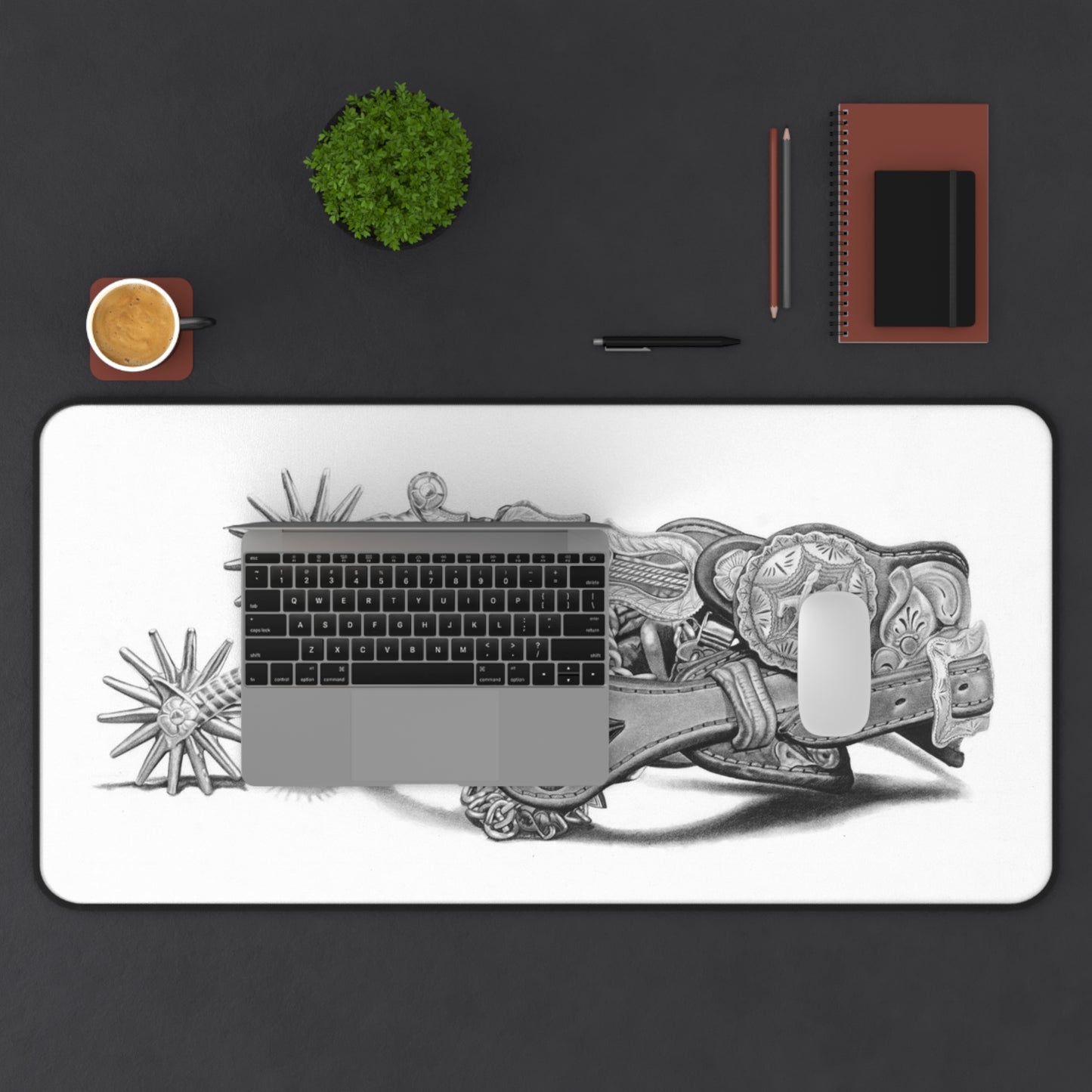 "Spurs" Rustic Horseman Desk Mat - Western Decor, Cowboy Office Accessory, Horse Lovers Gift, Stylish Computer Mat, Rustic Home Office