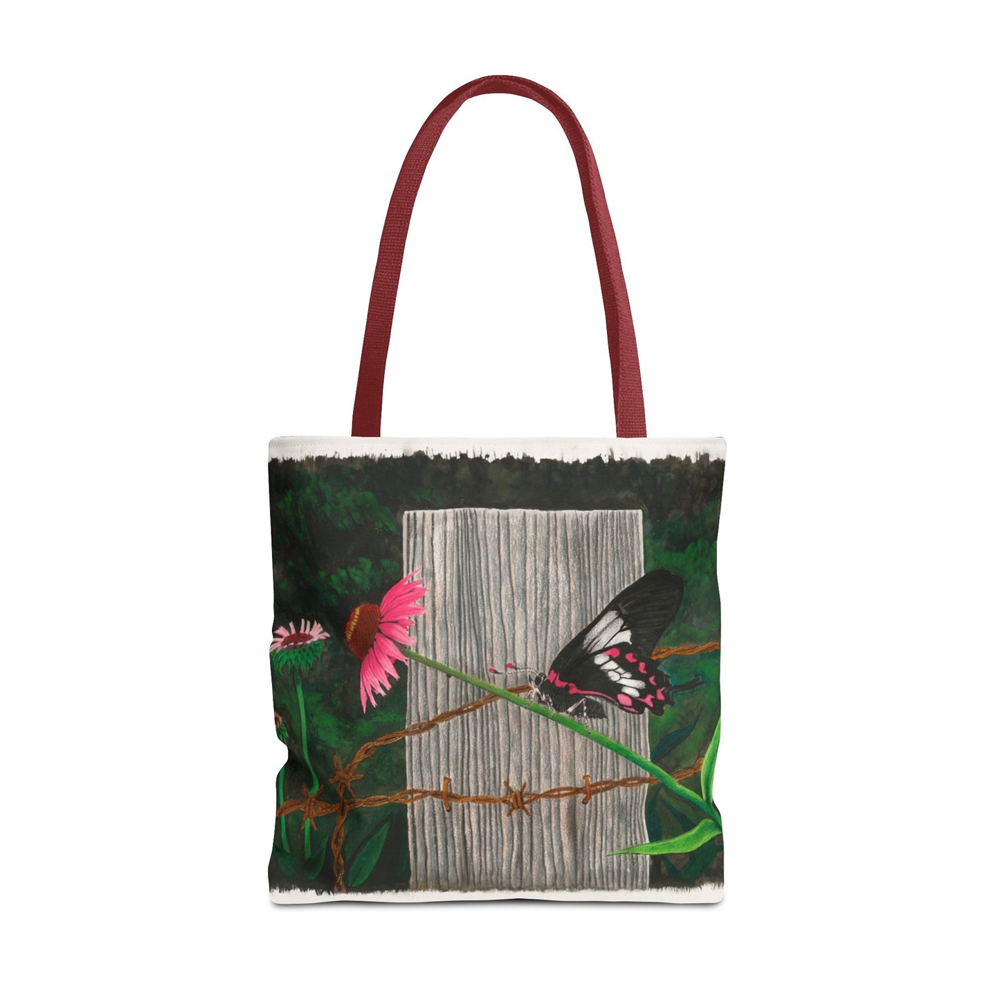 "Fence Post and Butterfly" Western Art Tote Bag