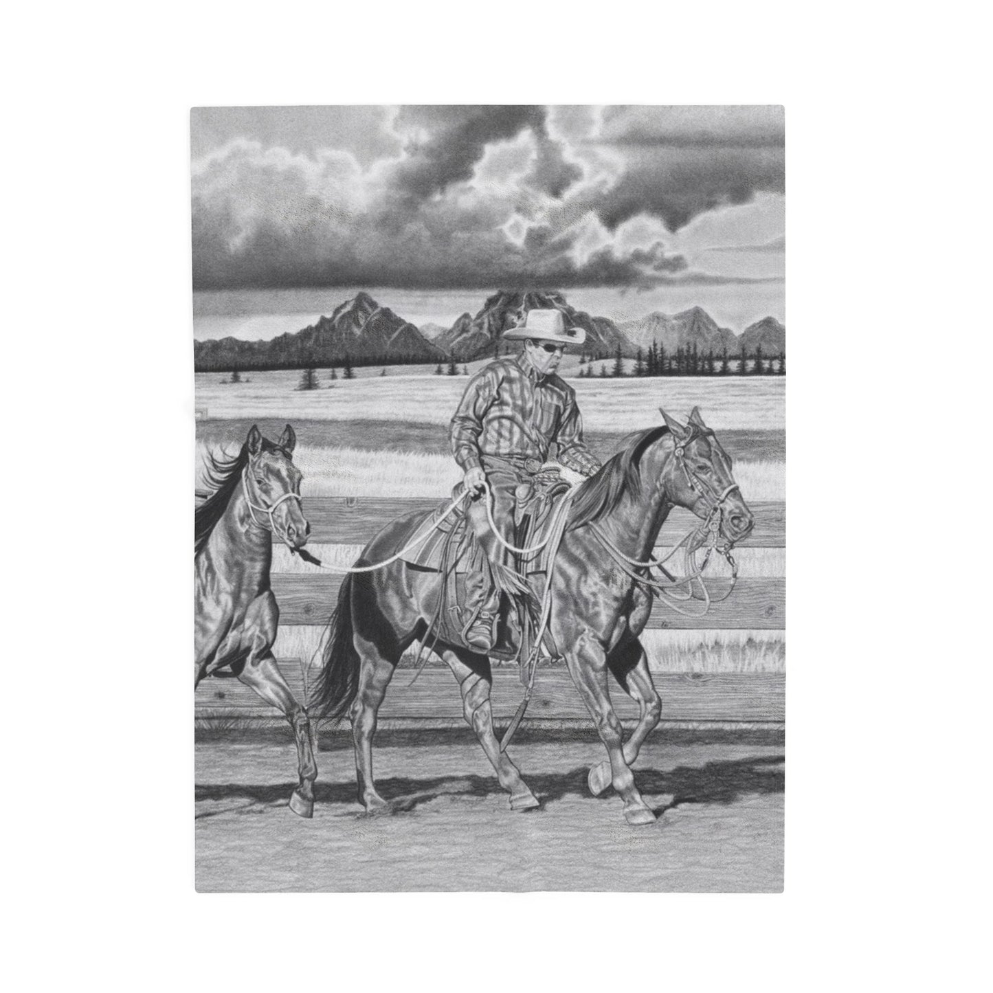 "The Gift Named Storm" Cozy Cowboy Velveteen Plush Blanket | Western Decor, Gift for Horse Lovers, Camping Blanket, Soft Throw, Farmhouse Style