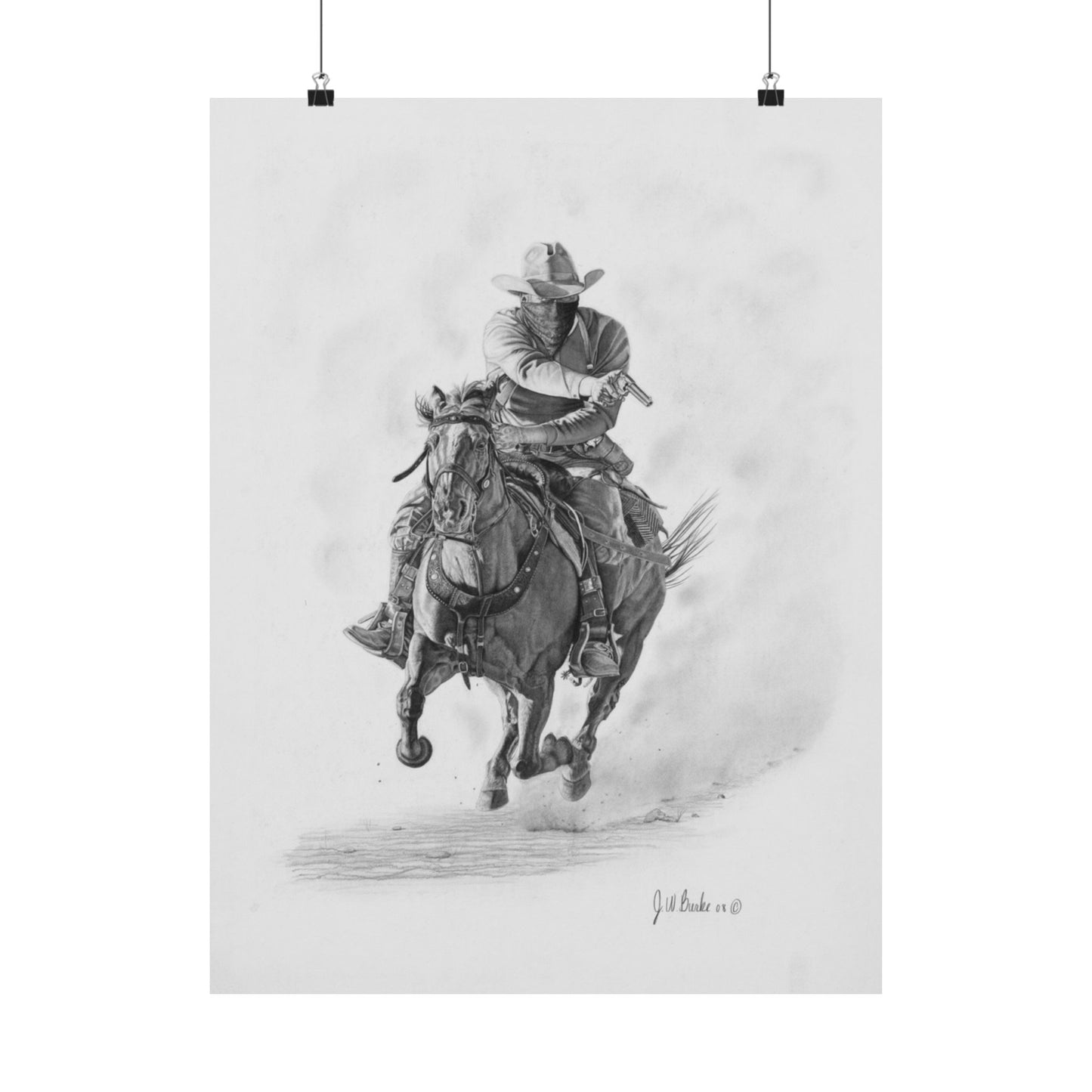 "Bandit" Cowboy Spirit Vertical Wall Art Poster, Rustic Home Decor, Horse Lover Gift, Western Theme Art, Country Style Wall Decoration