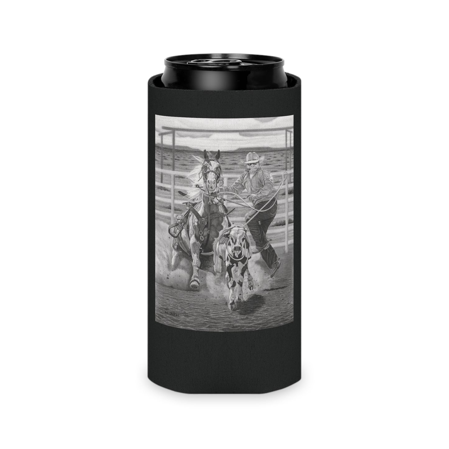 "Stone Cold Throw" Rustic Cowboy Can Cooler, Western Beverage Sleeve, Outdoor Party Gear, Country-Themed Drink Holder, Ideal for BBQs & Tailgates