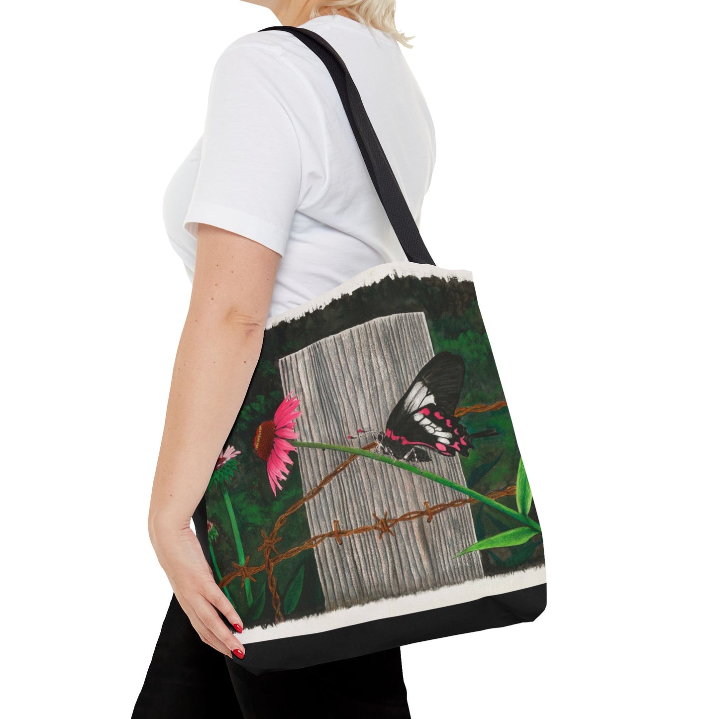 "Fence Post and Butterfly" Western Art Tote Bag