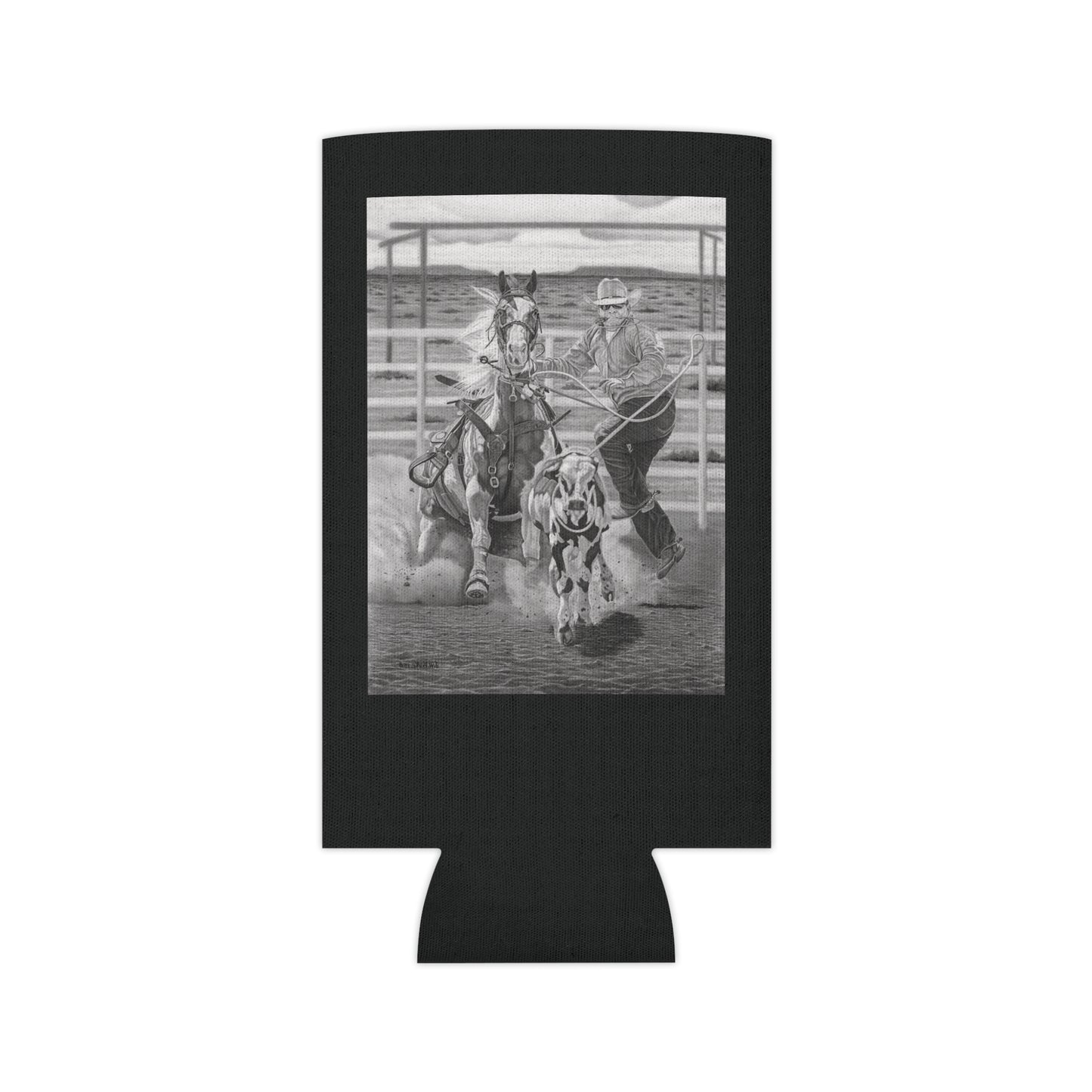 "Stone Cold Throw" Rustic Cowboy Can Cooler, Western Beverage Sleeve, Outdoor Party Gear, Country-Themed Drink Holder, Ideal for BBQs & Tailgates