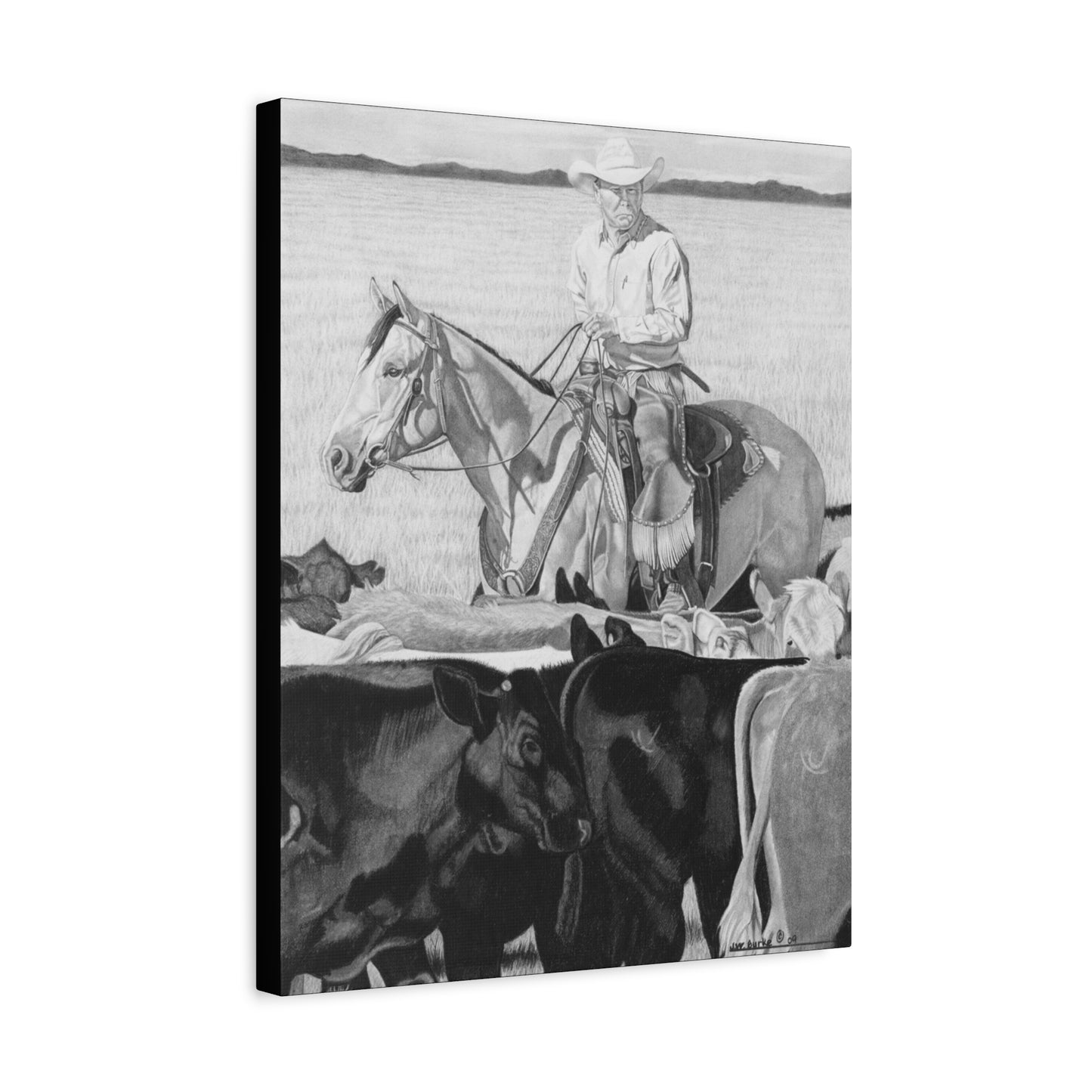 "Hot Day on The Job" western art on canvas