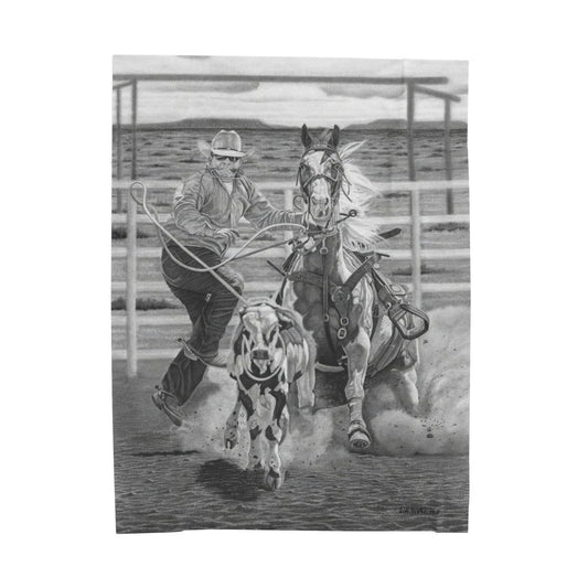 "Stone Cold Throw" Cozy Cowboy Velveteen Plush Blanket | Western Decor, Gift for Horse Lovers, Camping Blanket, Soft Throw, Farmhouse Style