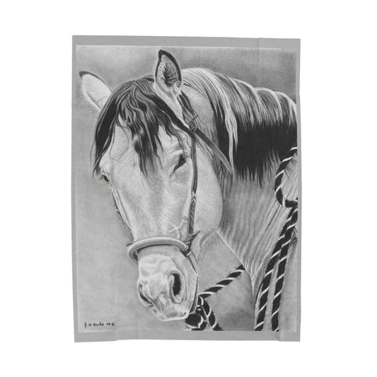 "Watcha Lookin At" Cozy Cowboy Velveteen Plush Blanket | Western Decor, Gift for Horse Lovers, Camping Blanket, Soft Throw, Farmhouse Style