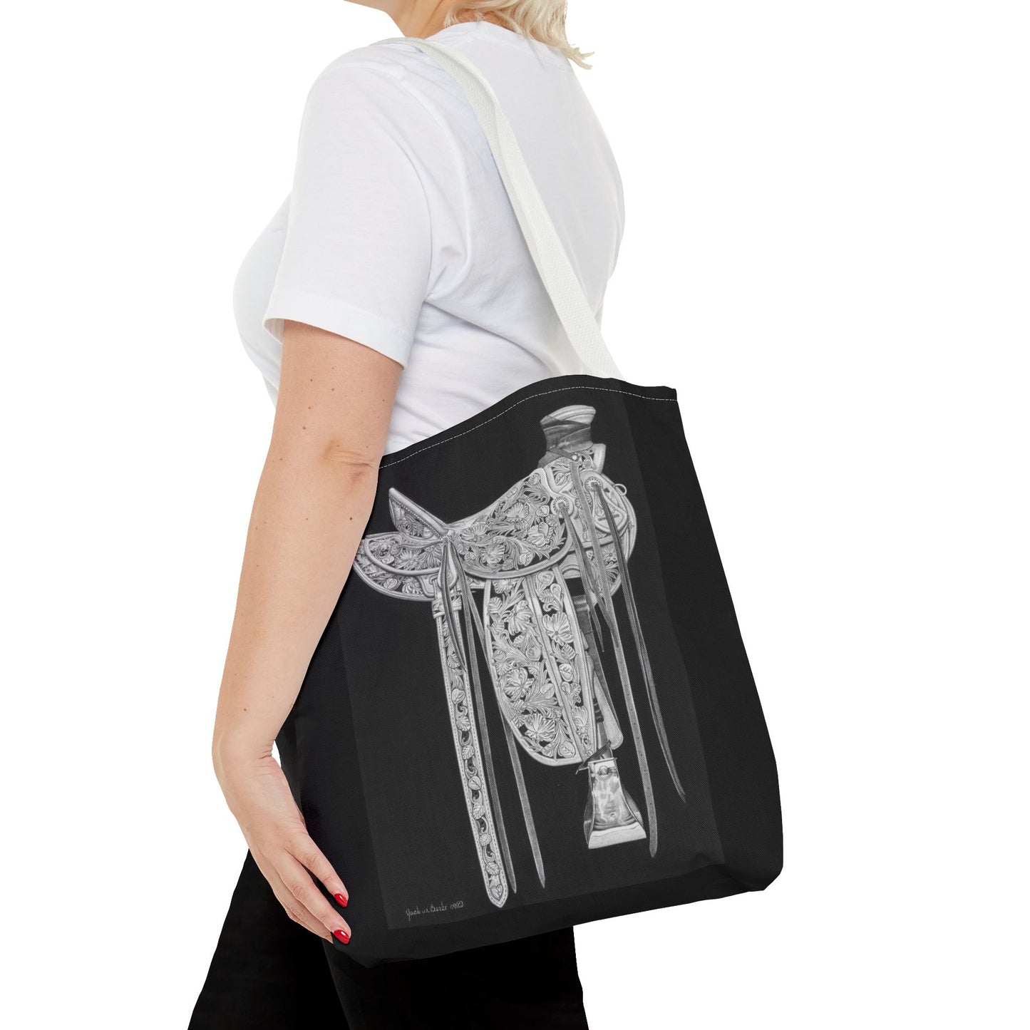 "New Saddle " Western Style Shopping Tote, Equestrian Gift, Farmhouse Decor, Horse Lover Accessory