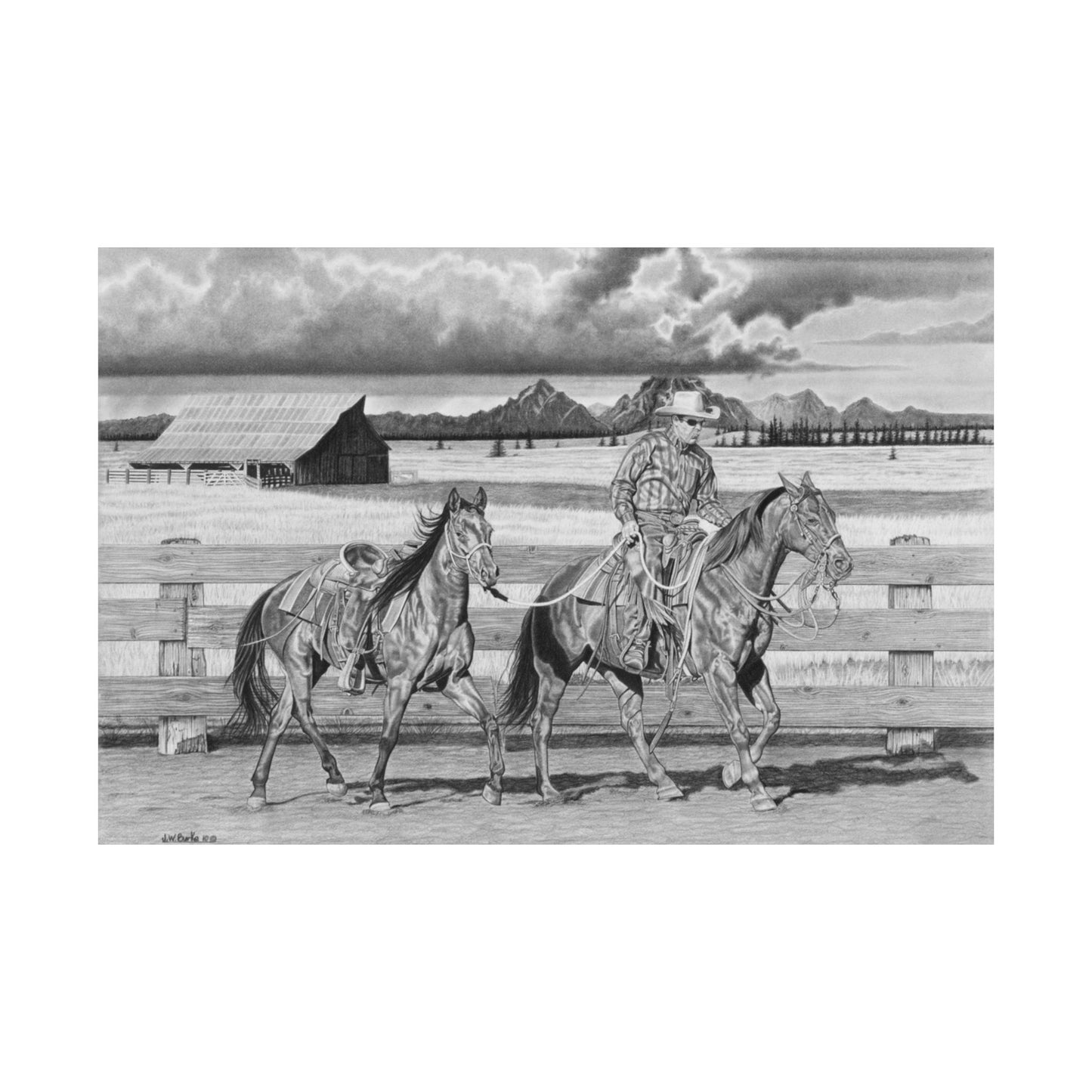 "The Gift Named Storm" Rustic Cowboy Art Print | Western Decor | Framed Wall Art, Matte Horizontal Posters, Country Home, Gift for Horse Lovers