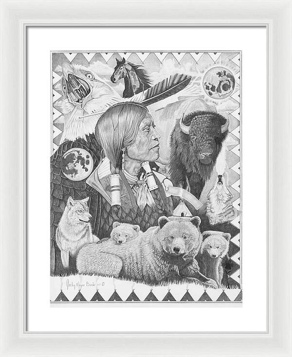 Two Moon Apache Dream - Framed Print