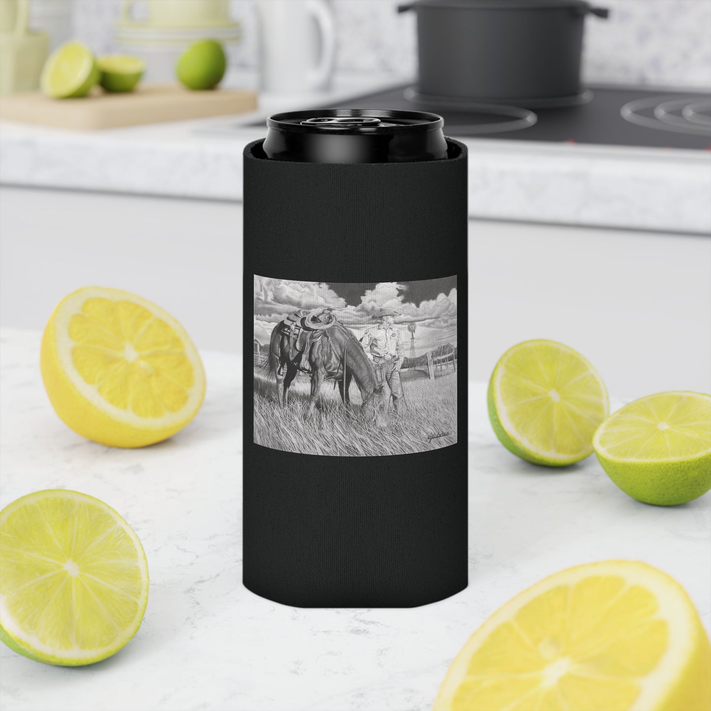 Can Cooler, Western Beverage Sleeve, Outdoor Party Gear, Country-Themed Drink Holder, Ideal for BBQs & Tailgates