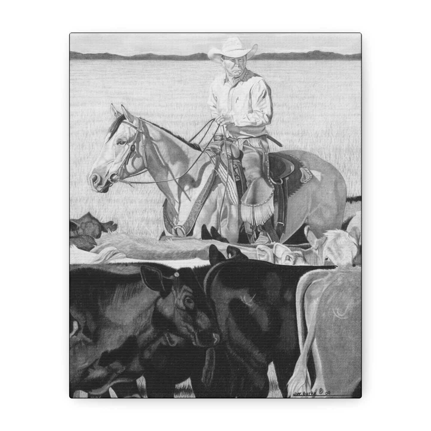 "Hot Day on The Job" western art on canvas