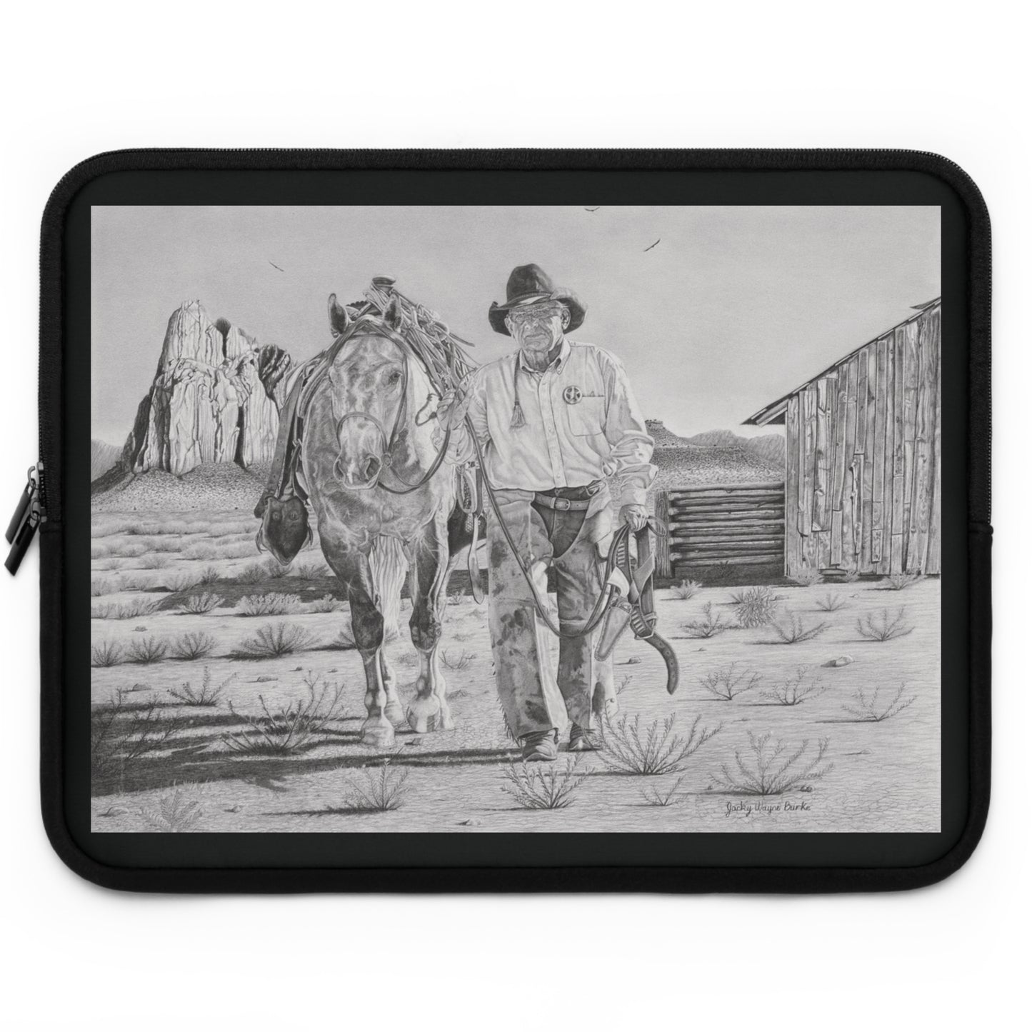 "On The Trail of Oulat" Rustic Cowboy Laptop Sleeve, Western Cowpoke Case, Unique Gift for Ranch Lovers, Rodeo Accessories, Durable Tech Cover
